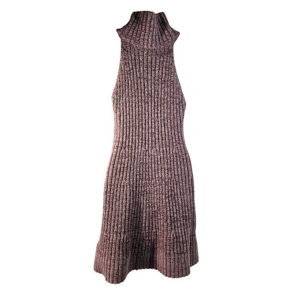 Free People Claude Mini Halter Dress Sz M Thick Rib Poly Knit Mock Neck Lavender - Picture 4 of 9